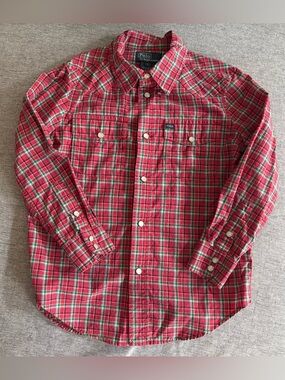 Polo by Ralph Lauren Red & Green Plaid Button Down Shirt - 5